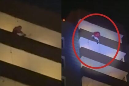 papa noel cae desde piso