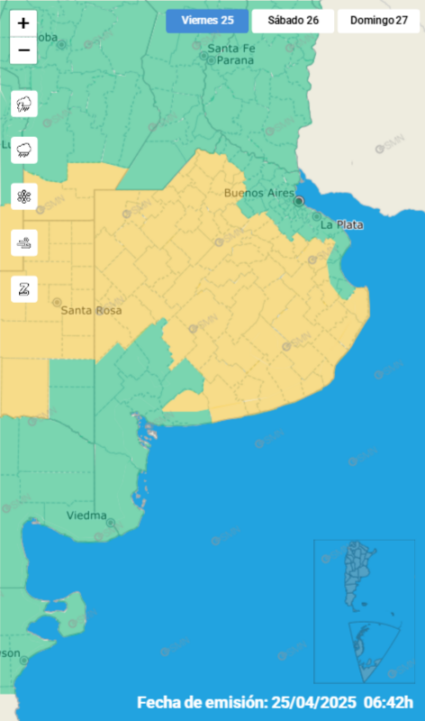 mapa alerta viernes 25