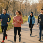 GENTE EN EL PARQUE CORRIENDO