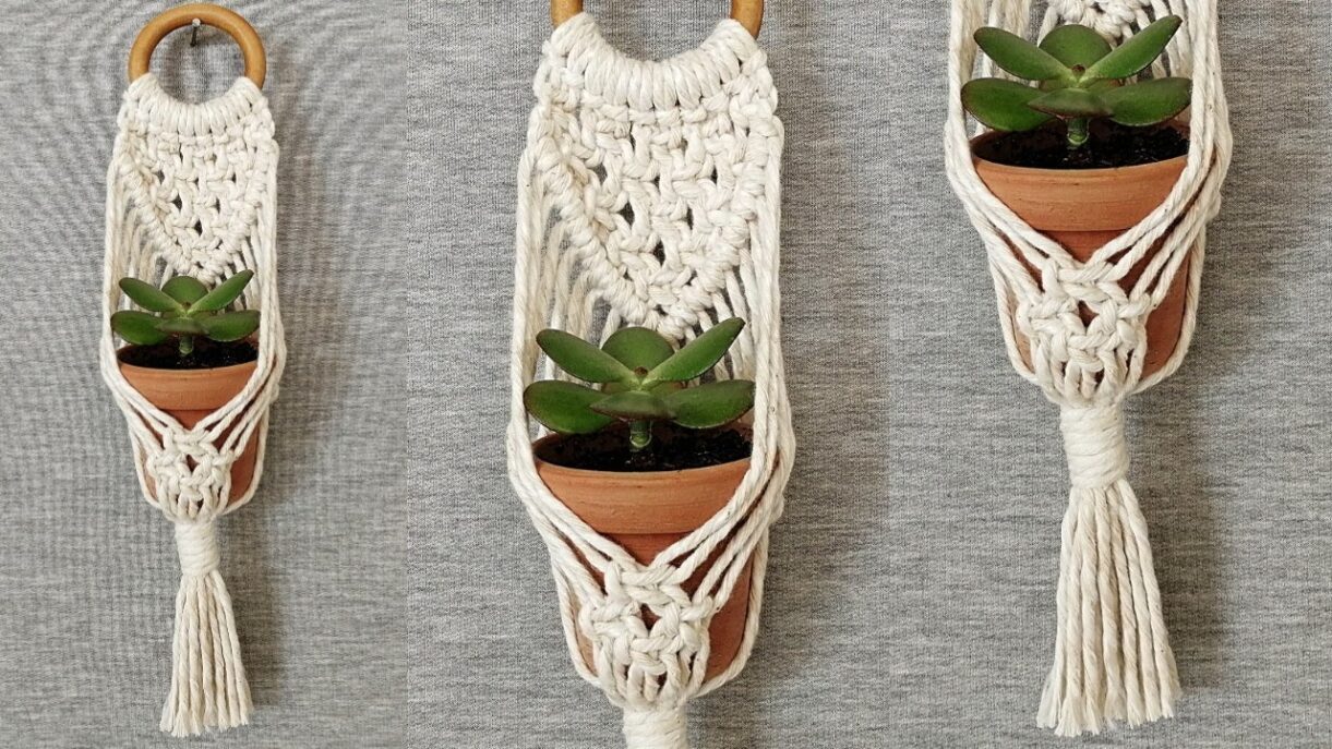 portamacetas de macramé