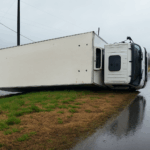 Accidente en Ruta 2: En medio del temporal volcó un camión en Chascomús