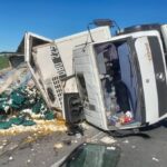 Accidente en Ruta 205: Volcó un camión cargado con huevos en Lobos