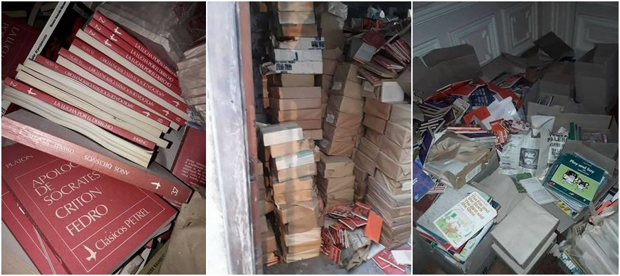 Por no poder conservarlos, regalan miles de libros
