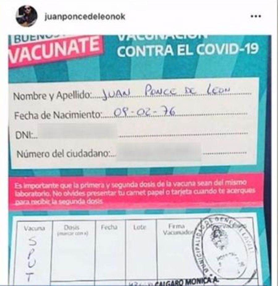 ᐈ ¡Polémica! El actor Juan Ponce de León fue vacunado contra el coronavirus en General Lavalle