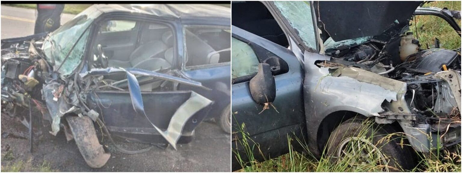 Ruta 3: fuerte choque entre 2 vehículos entre las flores y monte