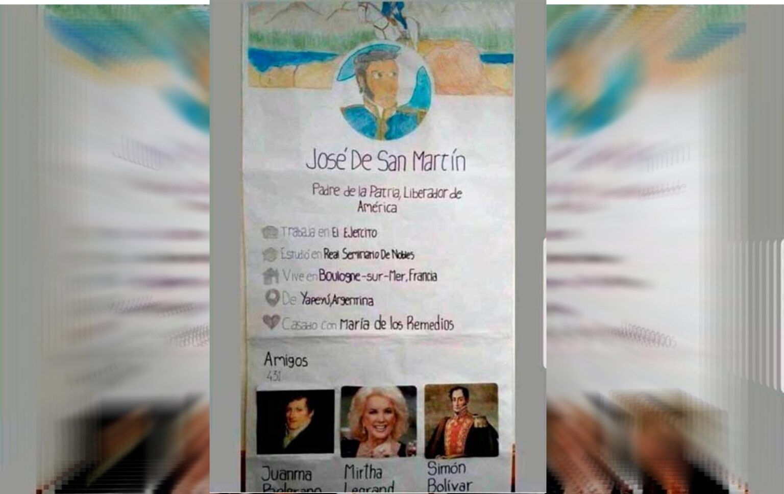 Una profesora pidió a sus alumnos una tarea sobre san martín y su diseño se volvió viral