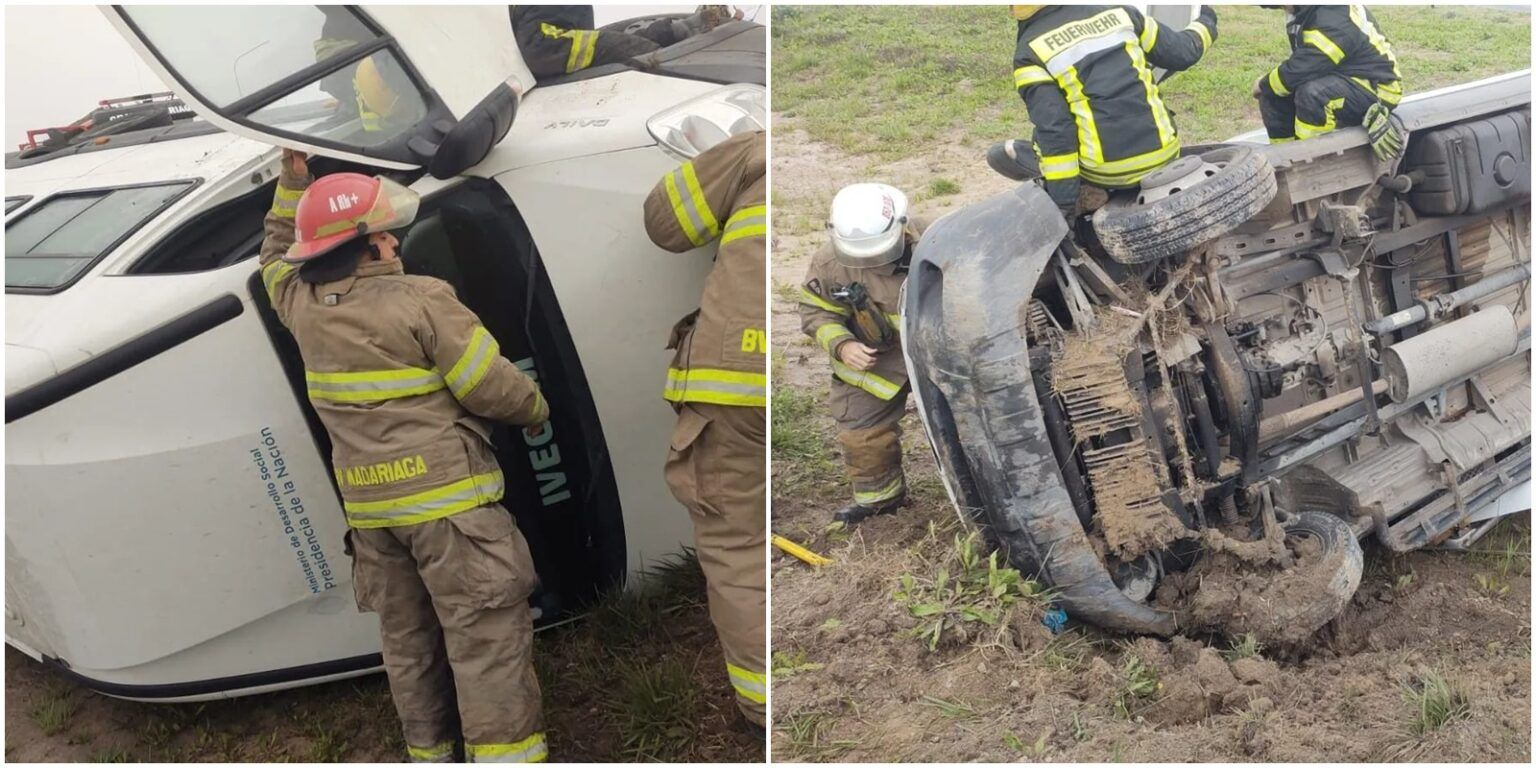 Accidente en ruta 56: volcó un minibus cerca de general madariaga