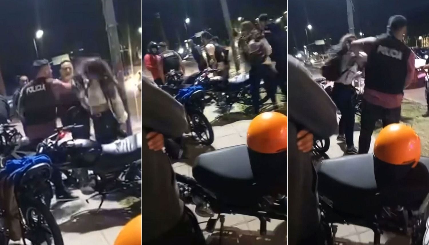 Policia golpea a motociclista