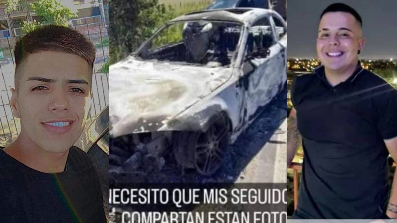 Lautaro morello, lucas escalante y su auto incendiado