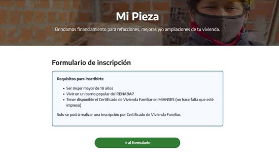 Requisitos plan Mi Pieza