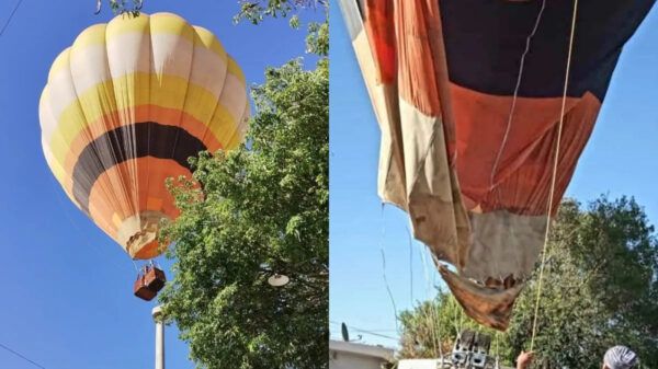 Globo aerostático cayó en patio de casa argentina