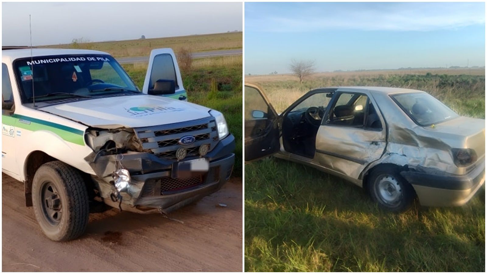Pila: una camioneta del municipio y un auto chocaron en la ruta 41