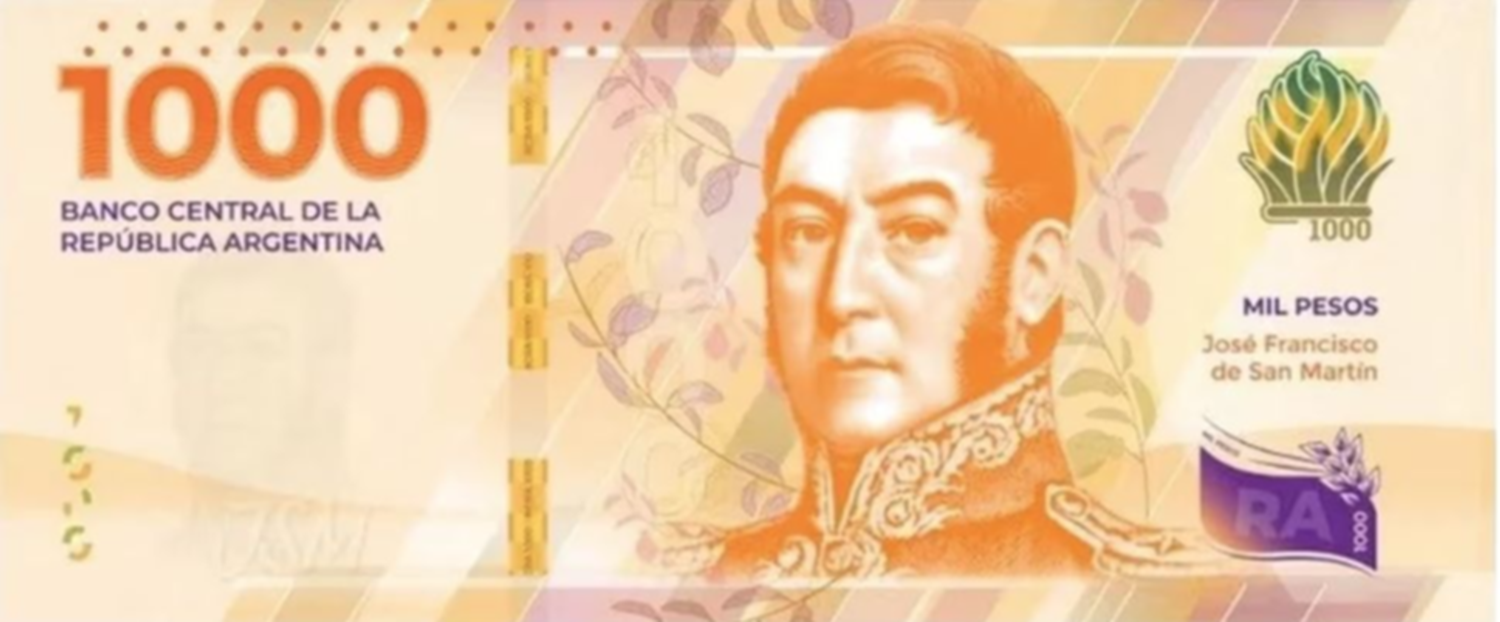 Desde hoy circulan los nuevos billetes de $1. 000 con la imagen de san martín