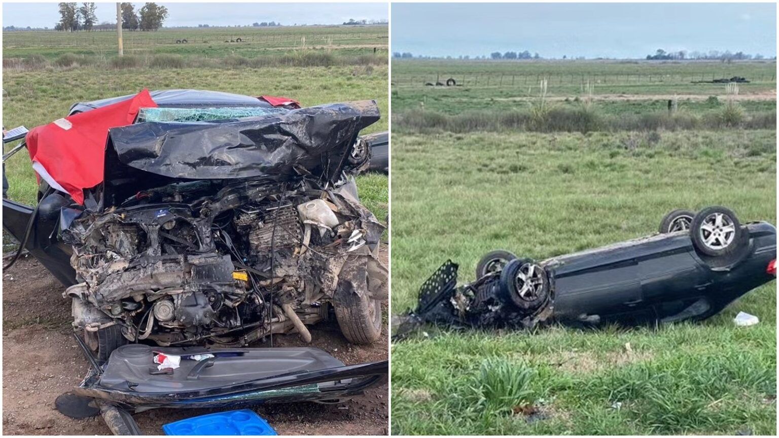 Fatal accidente en ruta 205: dos muertos tras tremendo choque de dos autos