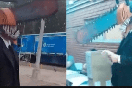 ¿voto cantado? Un hombre fue a votar disfrazado de motosierra