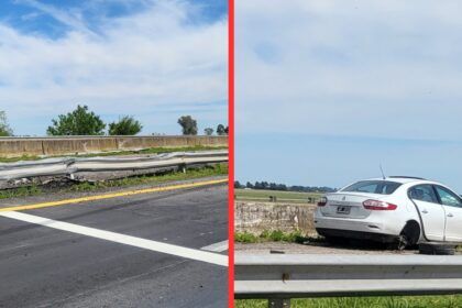 Accidente en ruta 2: un auto se cruzó de carril y chocó contra el guardarrail