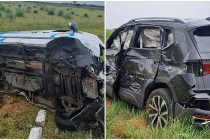 Accidente en ruta 3: fuerte choque y vuelco de auto y camioneta de anses