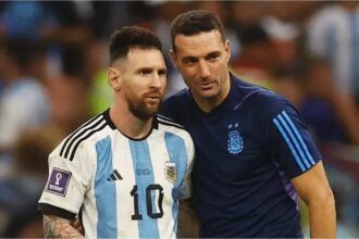 Lionel Scaloni y Leo Messi