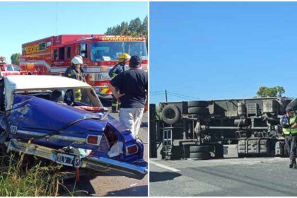 Grave accidente en ruta 2: camión volcó tras chocar con un auto en coronel vidal