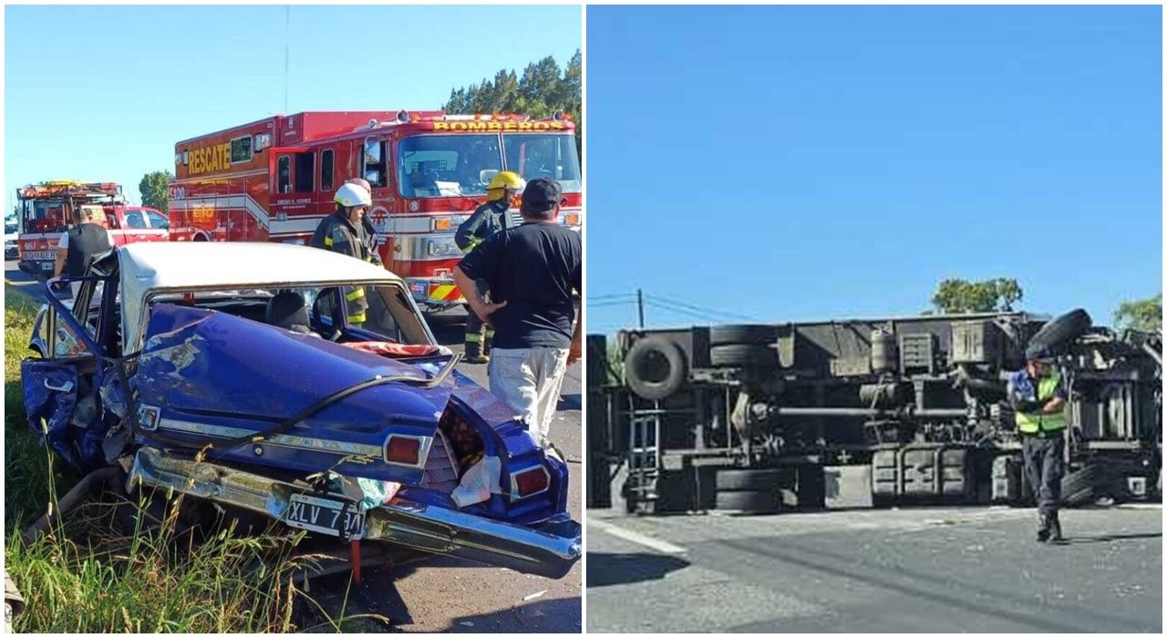 Grave accidente en ruta 2: camión volcó tras chocar con un auto en coronel vidal 1 Grave accidente en ruta 2: camión volcó tras chocar con un auto en coronel vidal
