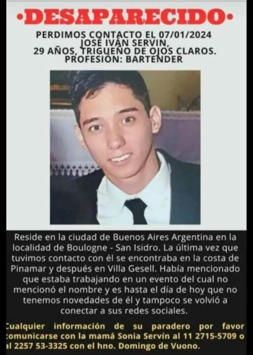 Desesperada búsqueda de joven barman desaparecido en pinamar desde el 7 de enero