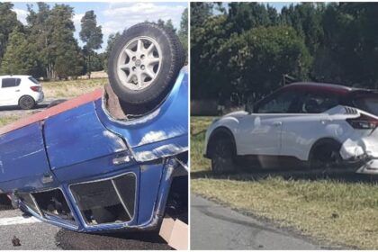 Impactante accidente en ruta 2: choque y vuelco entre castelli y dolores
