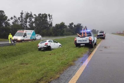 Ruta 2: accidente en medio de alerta naranja por tormentas