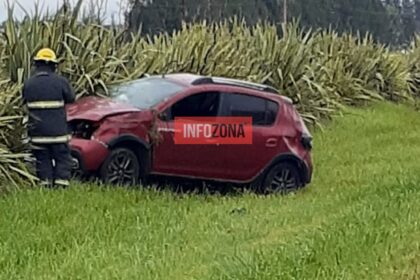 Accidente en ruta 2: despiste y vuelco cerca de lezama