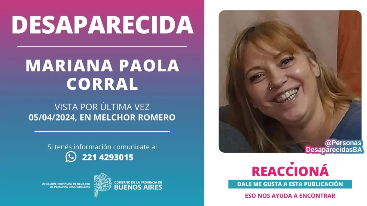 Buscan a una mujer que desapareció hace más de un mes en la plata