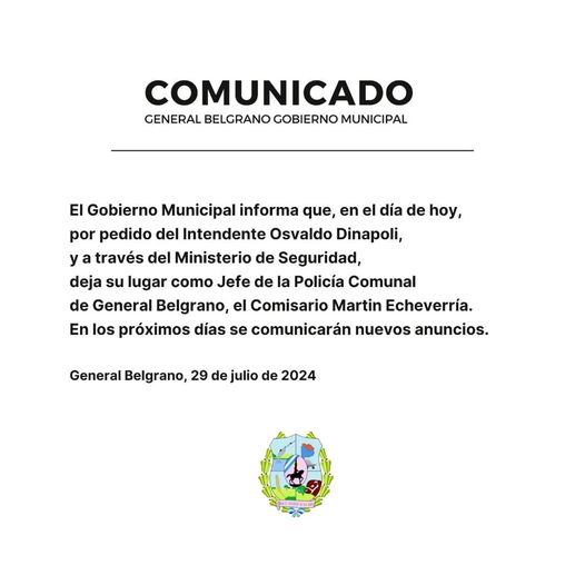 Femicidio de general belgrano: desplazan al jefe de la policía comunal