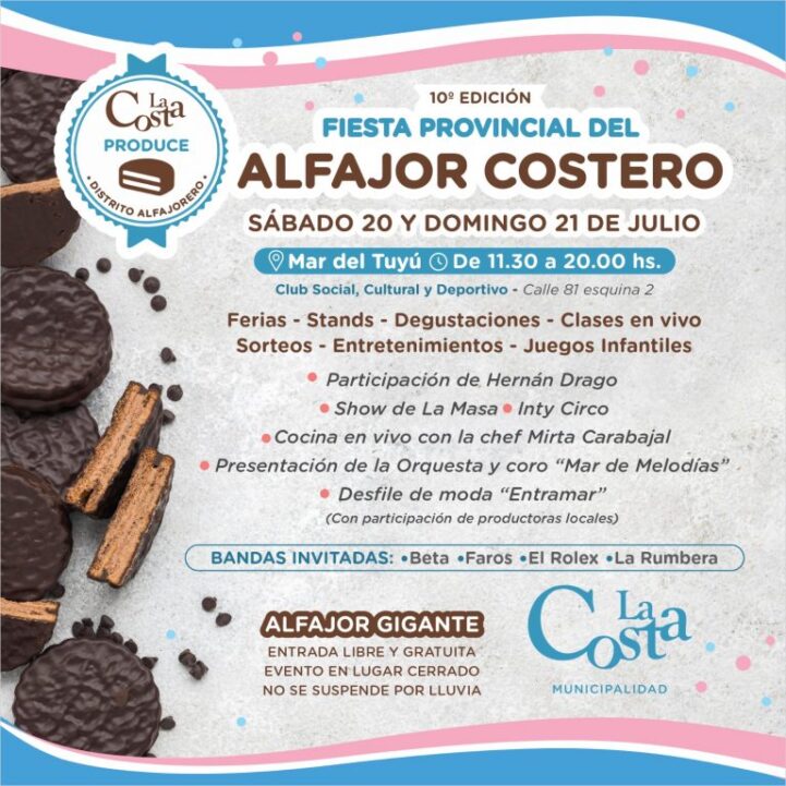 La costa: este fin de semana se realizará la 10º fiesta provincial del alfajor costero 2 La costa: este fin de semana se realizará la 10º fiesta provincial del alfajor costero