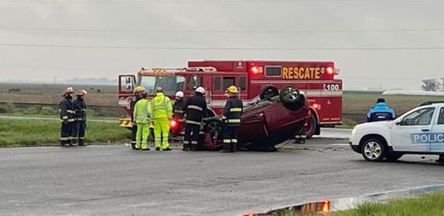 Accidente en ruta 2: impactante vuelco cerca de coronel vidal
