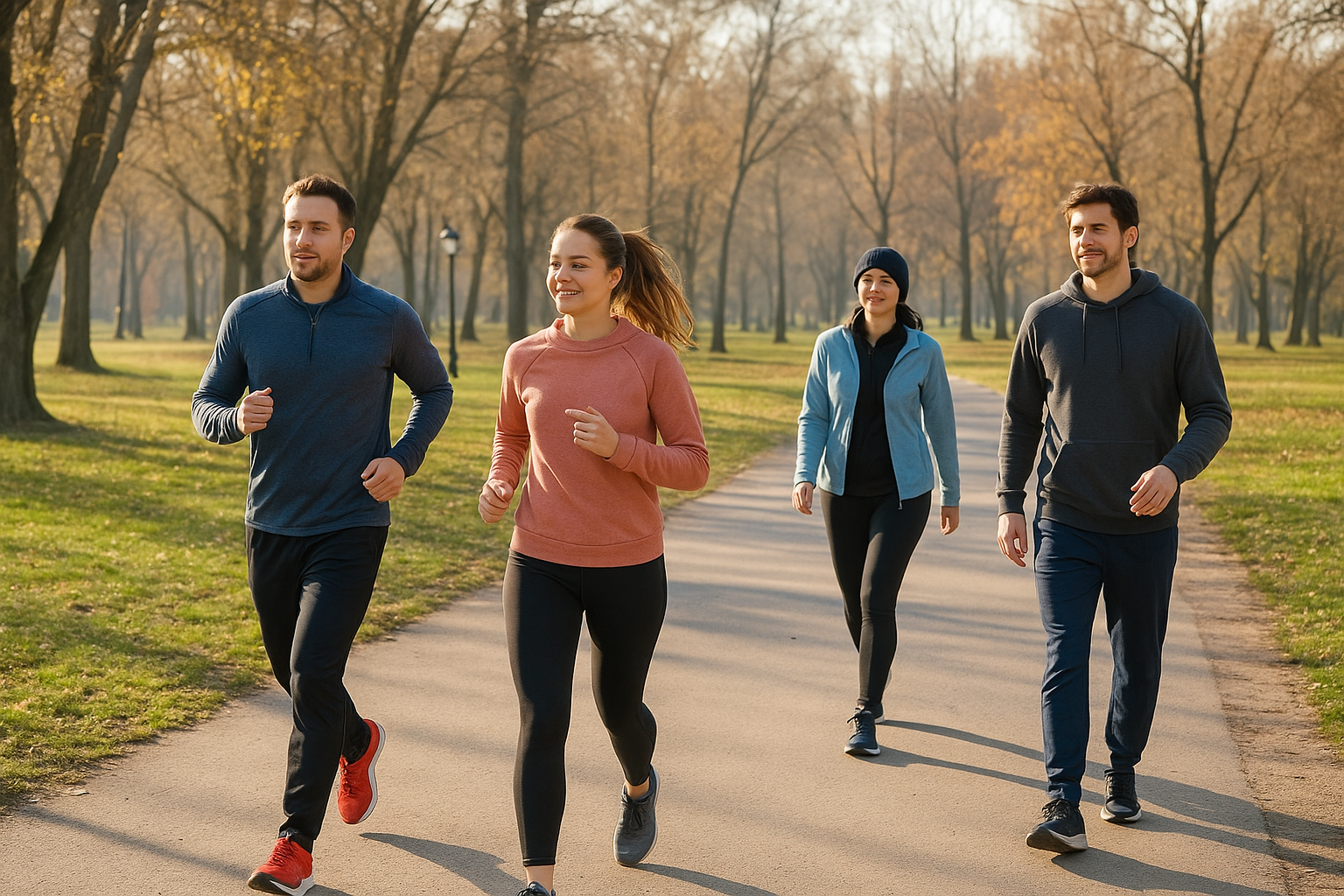 GENTE EN EL PARQUE CORRIENDO