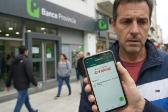 Cliente de banco provincia revisando un débito inesperado en su cuenta