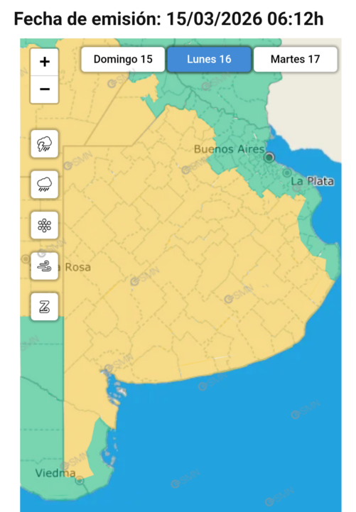 El mapa bonaerense se tiñe de amarillo: alerta por tormentas para este domingo, lunes y martes