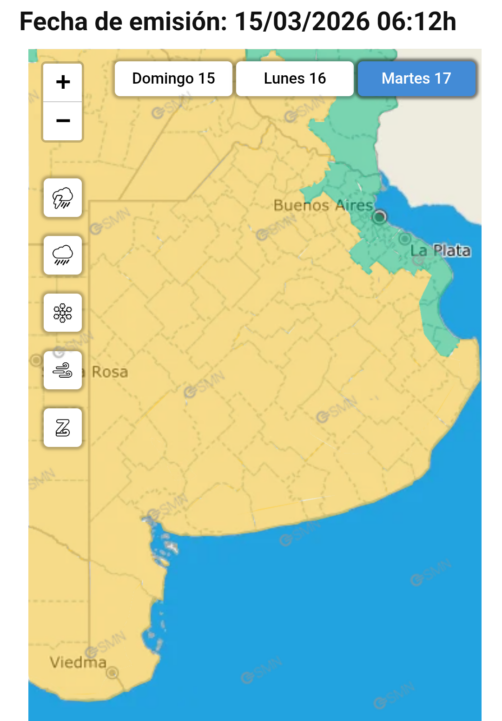 El mapa bonaerense se tiñe de amarillo: alerta por tormentas para este domingo, lunes y martes