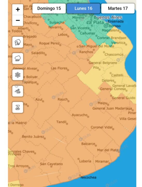 Alerta naranja por tormentas en provincia de buenos aires: el mapa de las ciudades afectadas por región 3 Alerta naranja por tormentas en provincia de buenos aires: el mapa de las ciudades afectadas por región