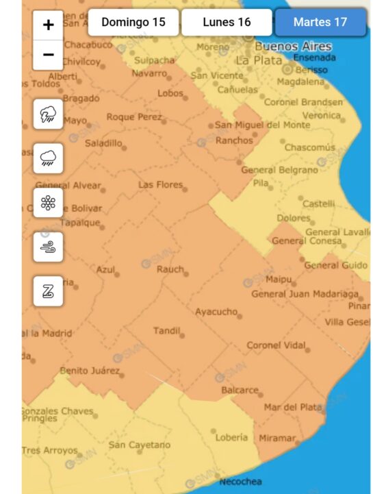 Alerta naranja por tormentas en provincia de buenos aires: el mapa de las ciudades afectadas por región 4 Alerta naranja por tormentas en provincia de buenos aires: el mapa de las ciudades afectadas por región