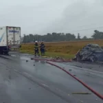 Tragedia en la ruta 3: un muerto tras tremendo choque e incendio de auto y camión