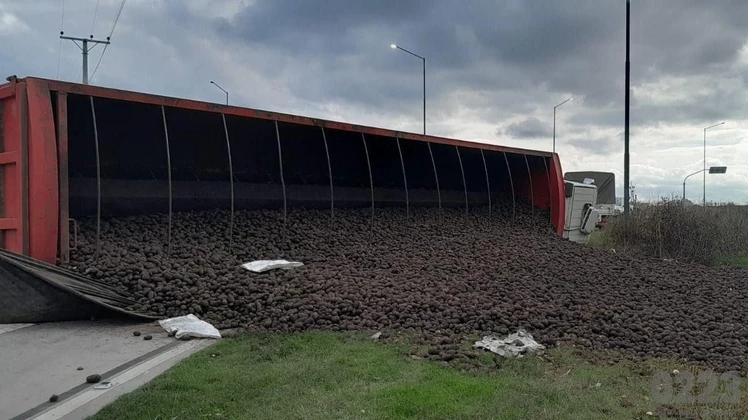Vuelco de camión cargado de papas complicó el tránsito cerca de mar del plata