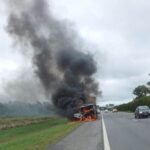 Voraz incendio destruyó un camión en la ruta 2