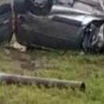 Tremendo despiste y vuelco en plena tormenta en ruta 11