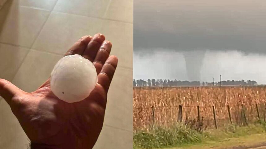 Tornado y granizo gigante en la provincia: las zonas afectadas y la advertencia para esta noche