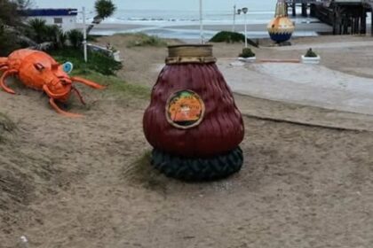 Insólito robo en mar del tuyú: se llevaron la bombilla del mate gigante