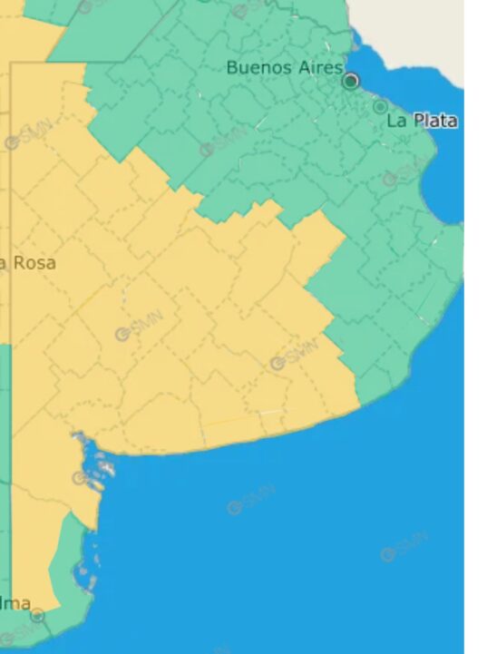 Alerta meteorológica: jueves y viernes con zonas bonaerenses bajo advertencia del smn