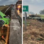 Volcó un micro en carmen de areco y cayó de un puente durante el temporal: hay varios heridos