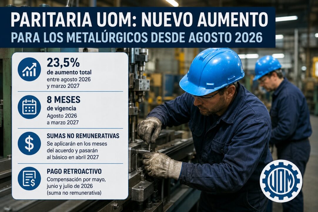Paritaria uom: nuevo aumento para los metalúrgicos y cómo quedarán los salarios desde agosto 2026