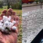 Graupel o nieve granulada acumulada durante un episodio de frío