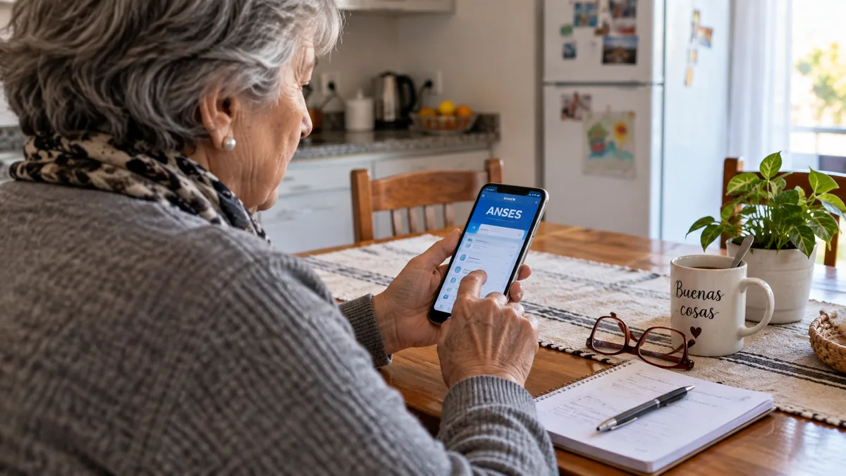 Anses retoma los pagos este lunes: quiénes deberían revisar la cuenta desde temprano 2 Adulta mayor consultando anses desde un celular en su casa