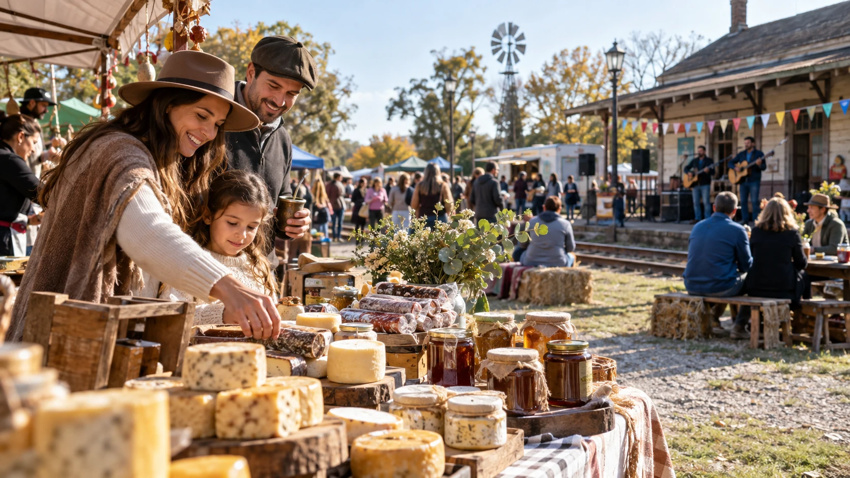 Mercado de sabores artesanales en un pueblo rural bonaerense